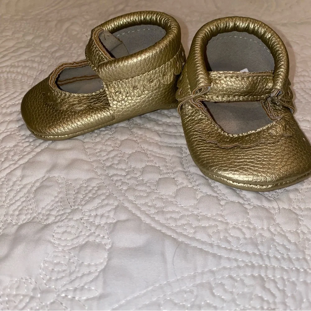 First steps baby girls gold moccasins